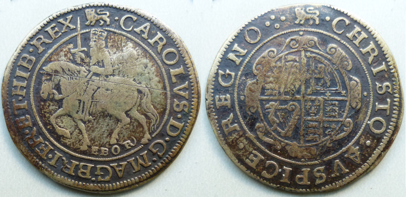 Charles I, contemporary forgery York mint halfcrown Charles I, contemporary forgery York mint halfcrown